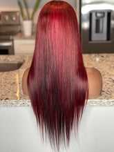 Load image into Gallery viewer, Custom Color Intense Red/Burgundy Lace Closure Unit
