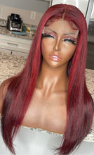 Load image into Gallery viewer, Custom Color Intense Red/Burgundy Lace Closure Unit
