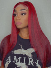 Load image into Gallery viewer, Custom Color Intense Red/Burgundy Lace Closure Unit
