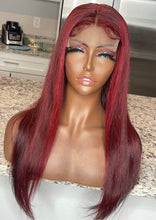 Load image into Gallery viewer, Custom Color Intense Red/Burgundy Lace Closure Unit
